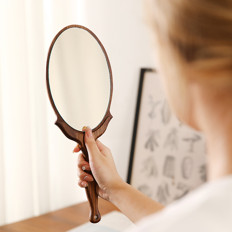 Beauty Makeup Definition - Espelho de mão vintage em madeira