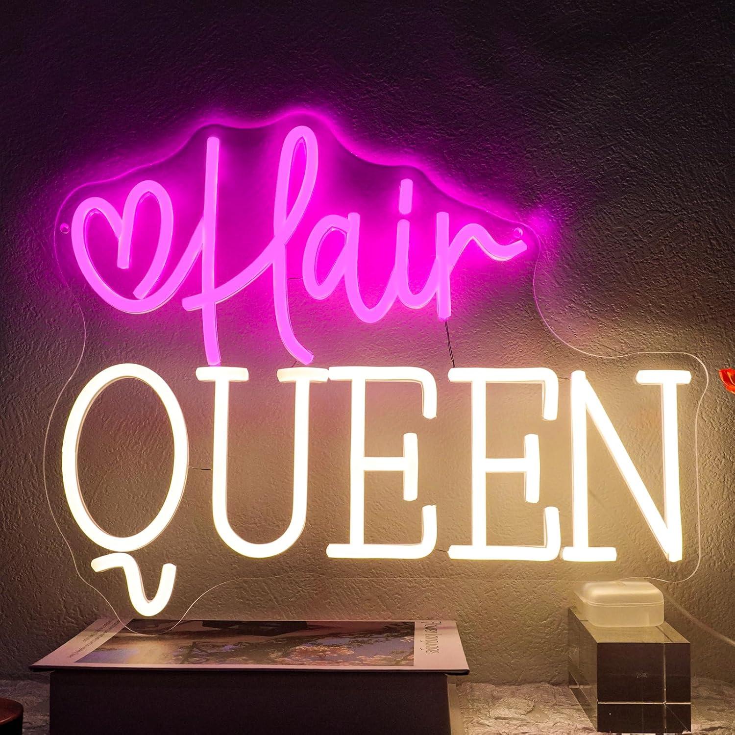 Beauty Makeup Stores - Letreiro Neon 'Rainha do Cabelo' Regulável
